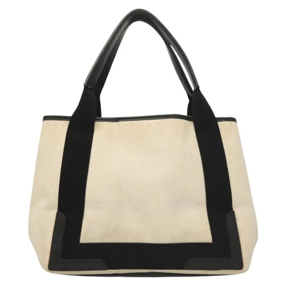 BALENCIAGA Navy Cabas S Hand Bag Canvas Black White 339933 Auth 129400 - Picture 2 of 16